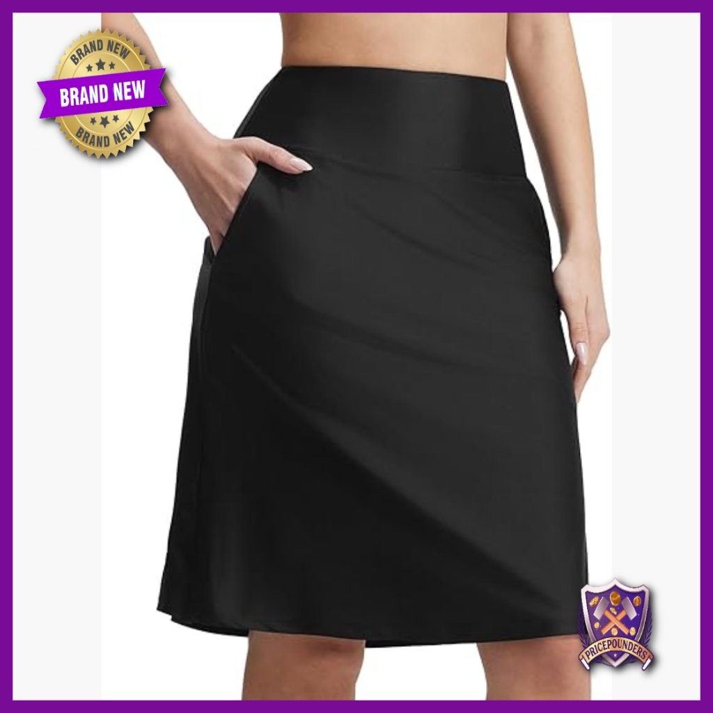 High Waisted Swim Skort With Pockets Upf50+ Tummy Control 3x-Large